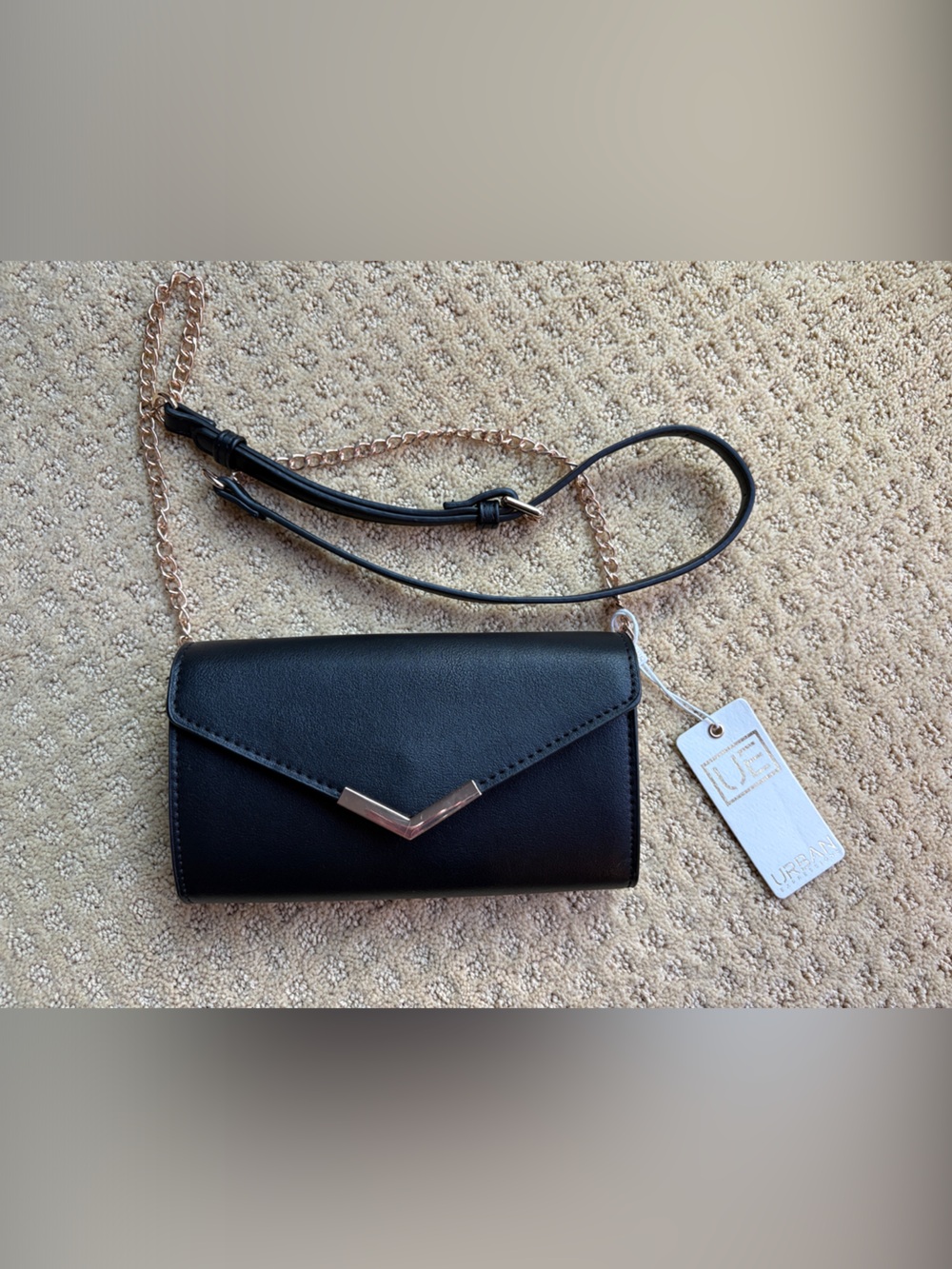 NWT Urban Expressions Black Wallet Crossbody with Gold-Tone Chain